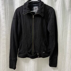 Volcom Black Knit Collar‎ Zip Up Jacket Women's Size L Athletic Casual
